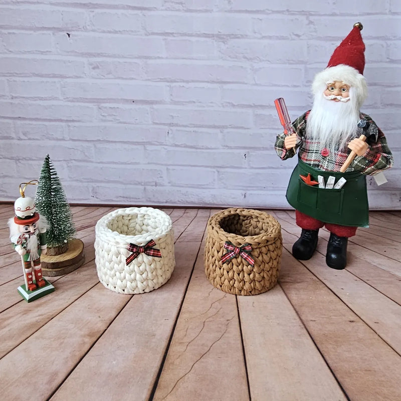 Kit Porta Panetone de Crochê Branco e Bege