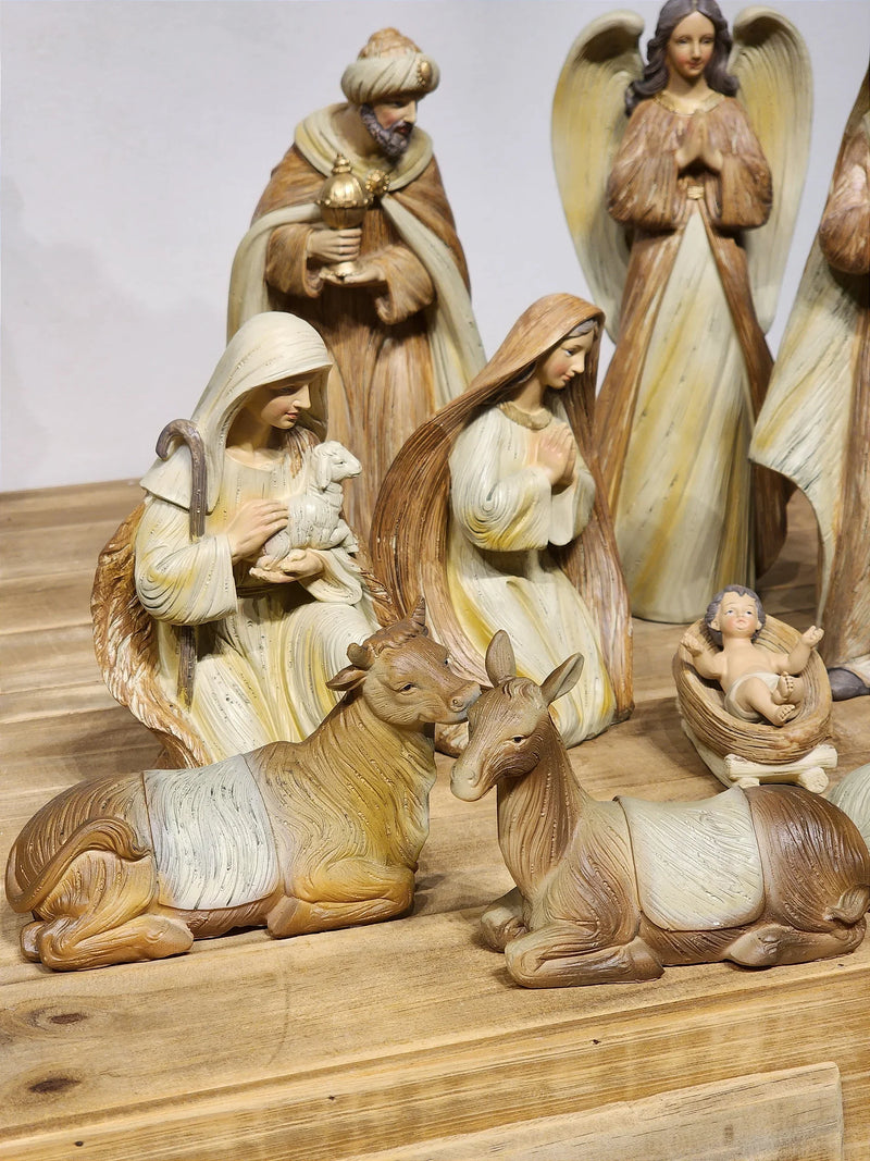 Presépio em Resina Marrom • 12 Peças • 30cm